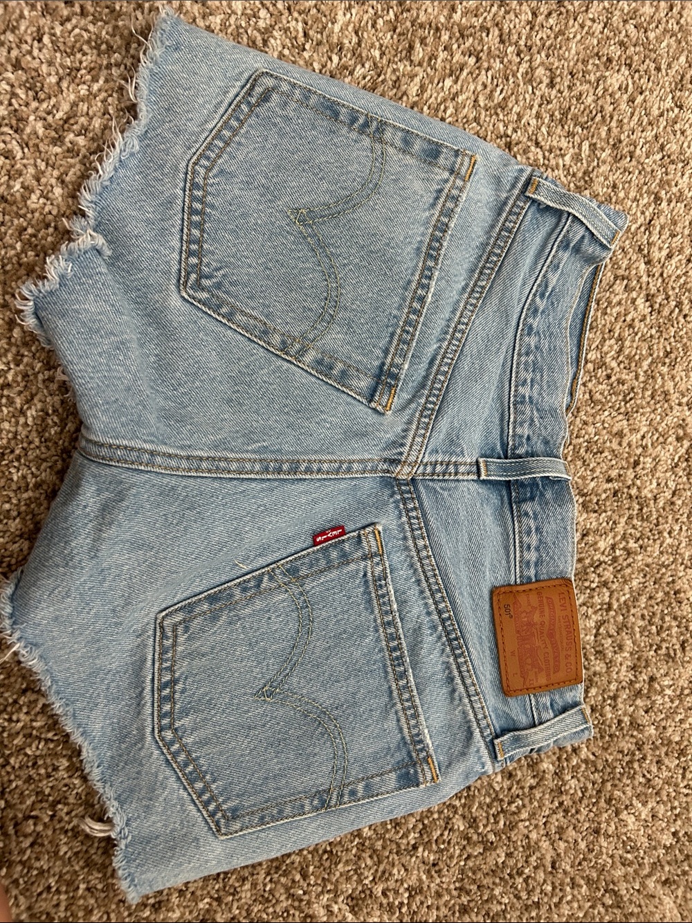 Levi's Light Blue High-Rise Cutoff Denim Shorts